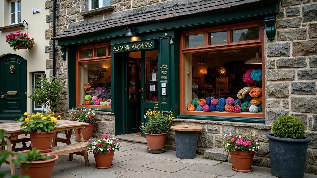 Traditional Avoca Handweavers building exterior with its distinctive architecture set in a riverside location